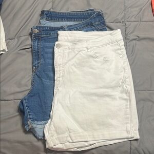 SOLD a.n.a Women's Jean Shorts - Blue and White